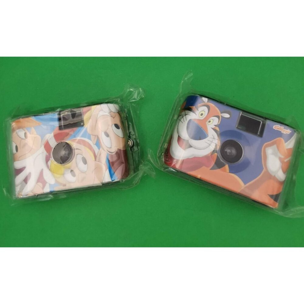 Kellogg Hand Cameras w Film Lot 2 Snap Crackle Pop Tony Tiger Sealed Vintage2005